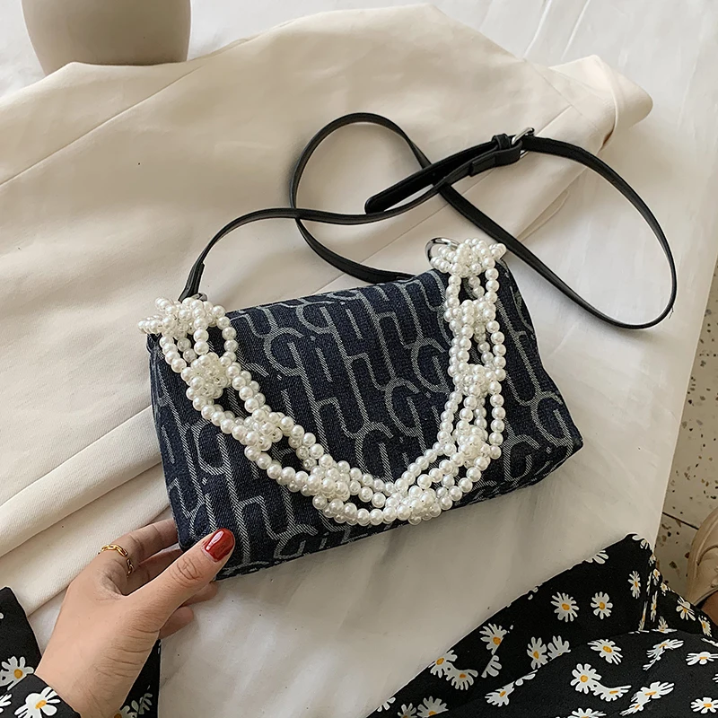 

Premium Texture Popular Bags 2020 New Pearl Chain Underarm Bags Solid Color Single Shoulder Messenger Bags Simple Female Bags Gg