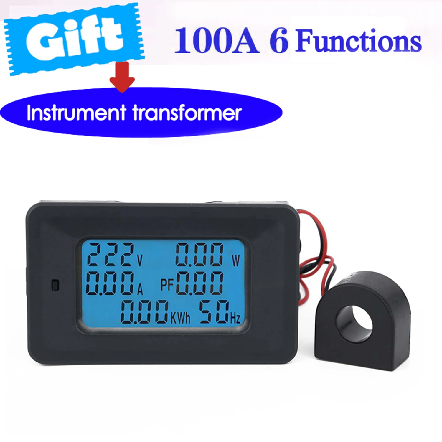 20//100A LCD Digital Panel Power Watt Meter Monitor Voltage kWh voltmètre ampèremètre