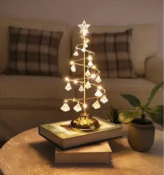

LED Christmas Tree Light Crystal Decorate Clear Diamond Table Stand Lights Indoor Decor Fairy Lamp For Bedroom Living Room Table