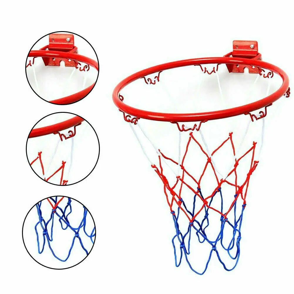 

32cm Steel Hanging Basketball Wall Basketball Rim With Screws Mounted Goal Hoop Rim Net Sports Netting Indoor Outdoor