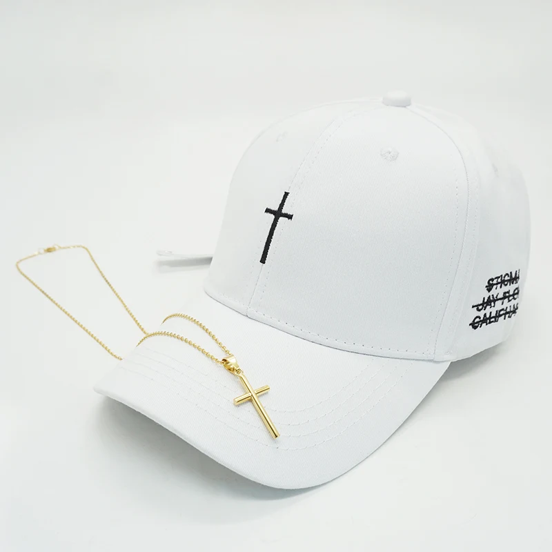white New Men Women Fashion Embroidery Cross Baseball Cap Cotton Snapback Dad Hat Bone Casquette Summer Couple Hip Hop Caps Gorras - Цвет: white