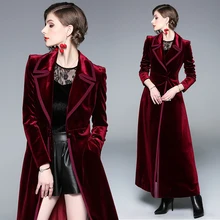 winter Women's new coat velour wine red single buckle minimalist solid color overcoat