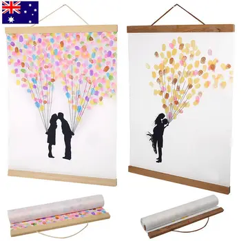 

21-80cm Magnetic Wooden Photo Frame Scroll Print / Poster / Picture Hanger DIY