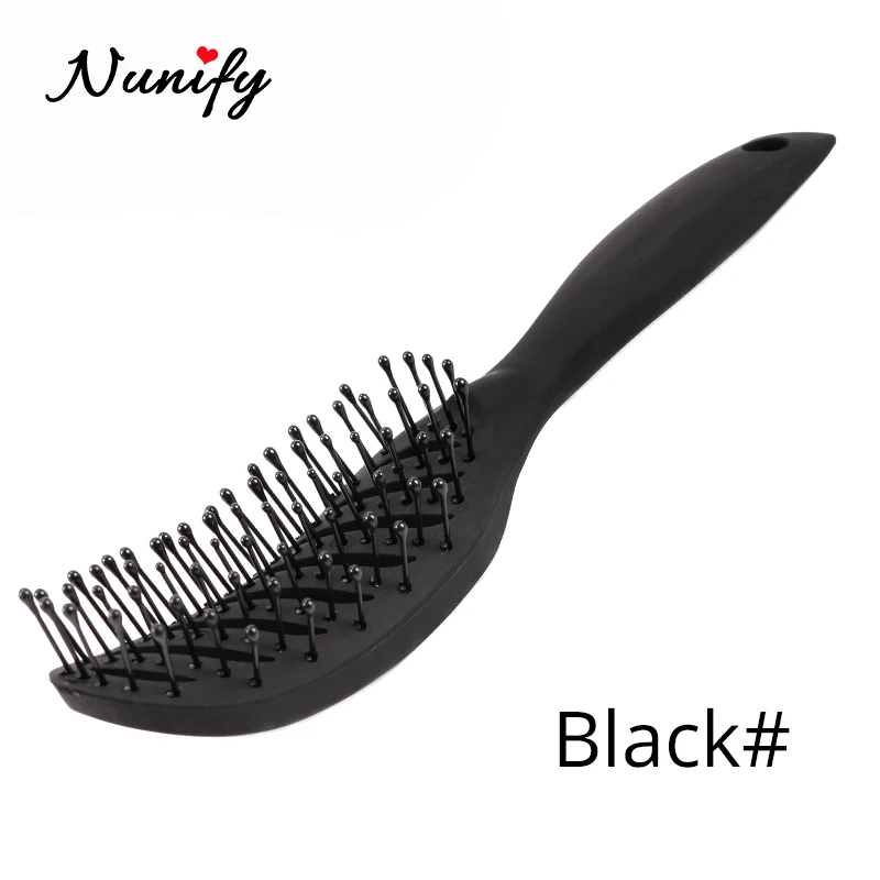 Nunify Women Hair Scalp Massage Comb Bristle Hairbrush Wet Curly Detangle Hair Brush For Salon Hairdressing Styling Tools - Color: Black
