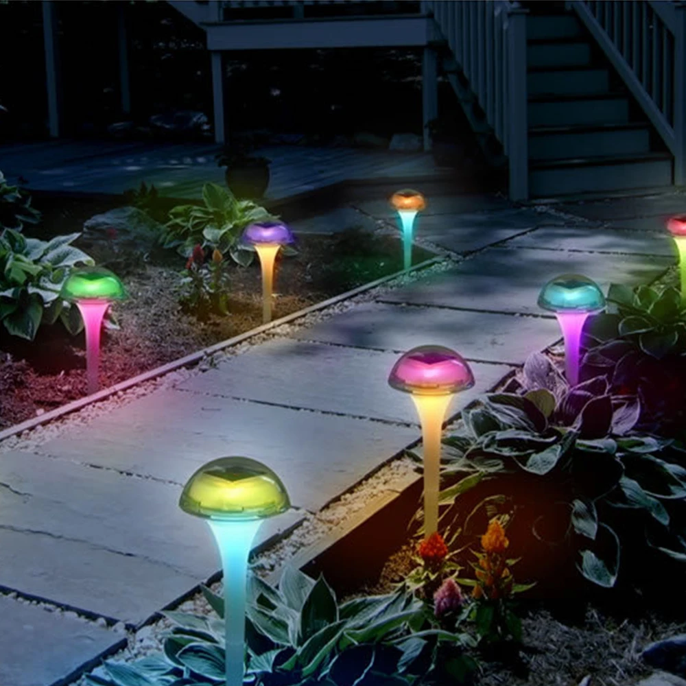 Открытый Солнечный гриб в форме лампы IP44 водонепроницаемый светодиодный свет изменения цвета для сада, патио, газона, двора, пути