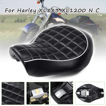 

Motorcycle Motorbike PU Leather Driver Passenger Two Up Sofa Seat Cushion Pad For Harley XL883 XL1200