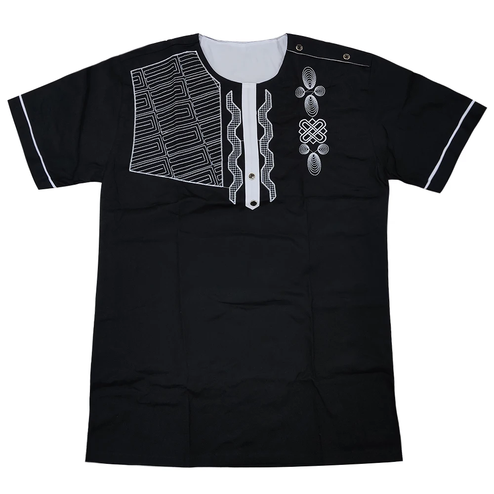African Clothes Men's Ethnic Bazin Embroidery Dashiki t-shirt Kwanzaa Attire Tunic Tops рубашка мужская