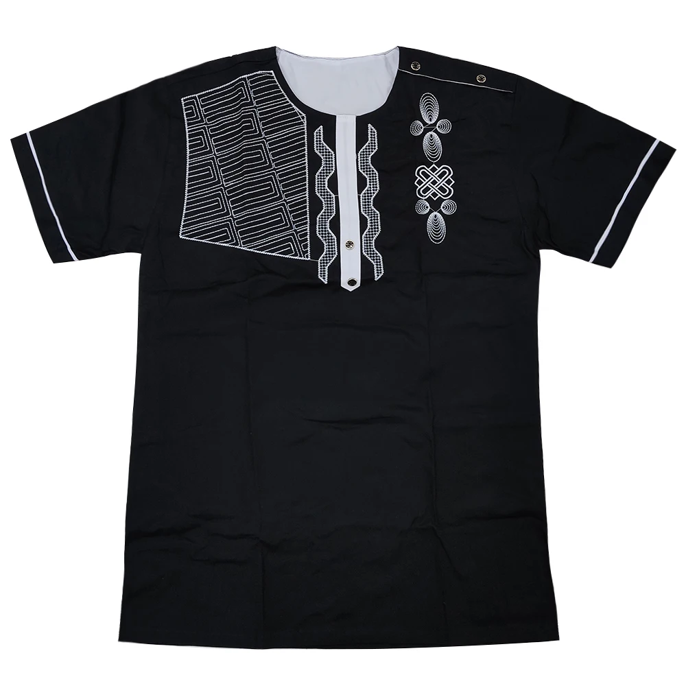 African Clothes Men's Ethnic Bazin Embroidery Dashiki t-shirt Kwanzaa Attire Tunic Tops рубашка мужская мужская грудь компрессионная рубашка тонкий живот живот боди шейпер рубашка живот контроль талия тренер жилет shapewear