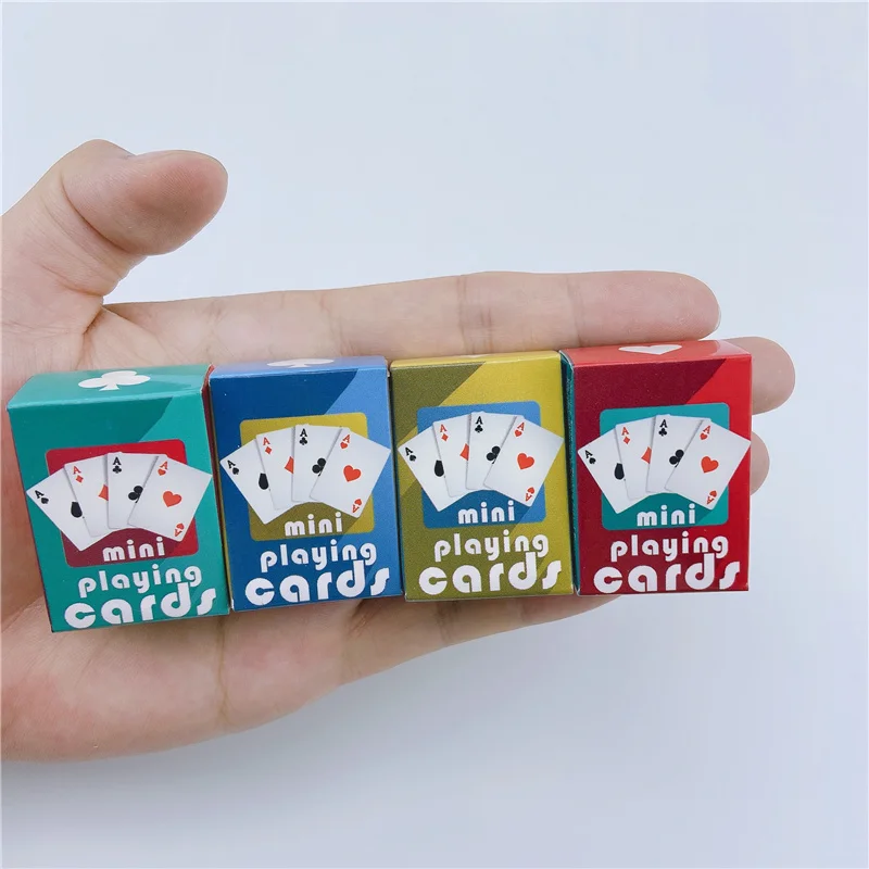 Playing Cards Cute MINI Miniature Games Poker Mini 40X28mm Miniature For Dolls Accessory Home Decoration High Quality 1 set 1 12 cute miniature dollhouse cute mini poker playing cards mini cute poker doll accessorie doll toys decoration