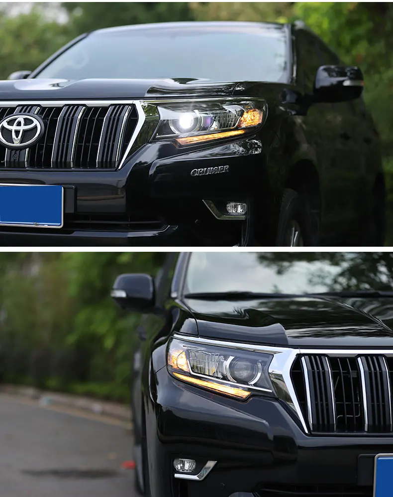 Автомобильные стильные фары для Toyota Prado двойные линзы все светодиодные фары дальнего света ближнего света динамическая Поворотная фара