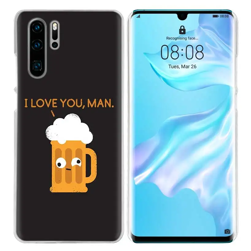 Жесткий чехол-накладка из поликарбоната для huawei Honor P20 mate 20 10 P10 P9 P8 8X9 Lite P Smart+ Plus Nova 3i прозрачный чехол с изображением пива