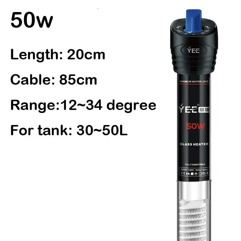 Glass 50w 50L water 220 В подогреватель для аквариума стеклянный водонагреватель из нержавеющей стали регулируемый Погружной температура Аквариума Контроллер держать червя - Цвет: Glass 50w 50L water
