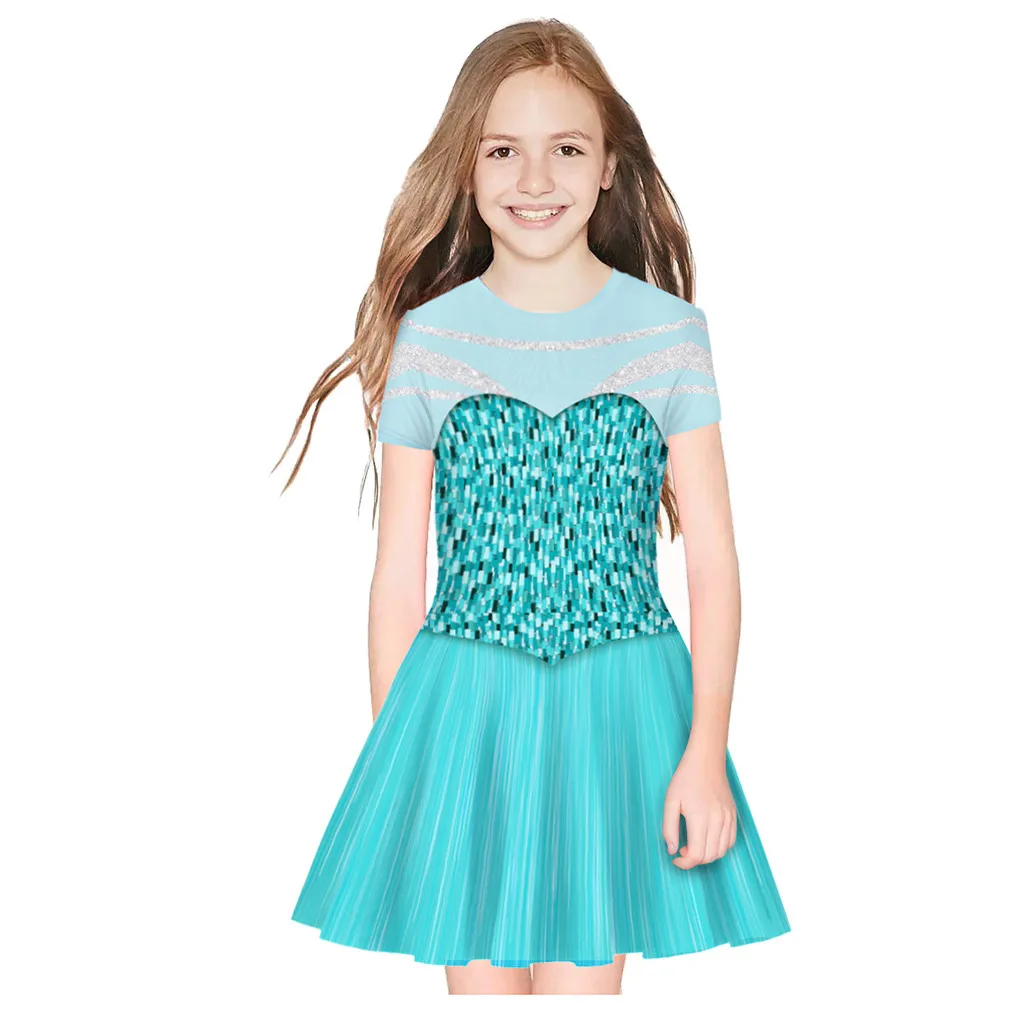 Симпатичное детское платье для подростков; детские летние платья с короткими рукавами и принтом; Одежда для девочек; детское Повседневное платье в стиле пэчворк для девочек;# BL1