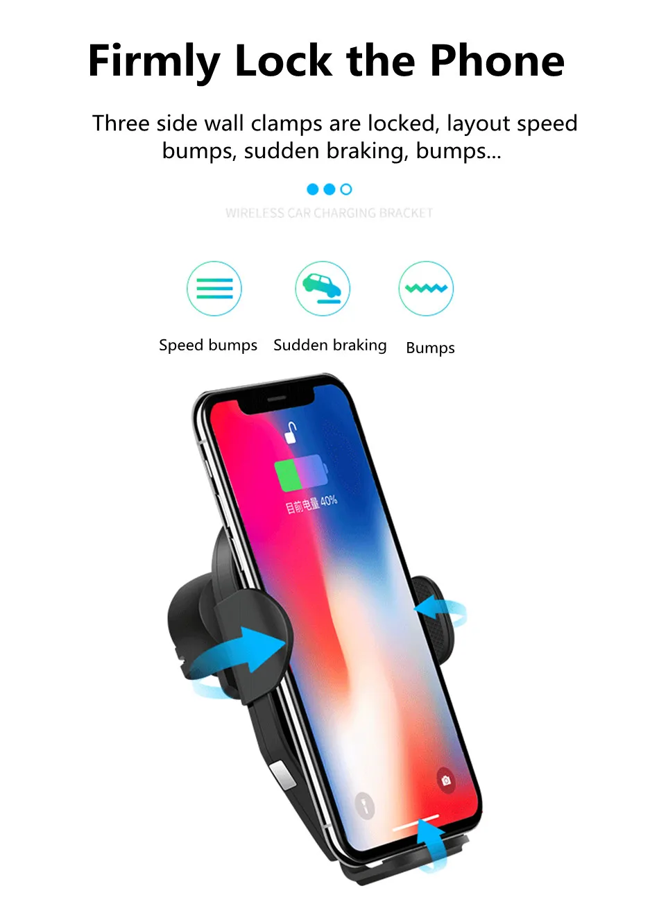 CRDC 10W Qi автомобильное беспроводное зарядное устройство для iPhone 11 pro samsung S10 Xiaomi Mi9 Быстрая зарядка Авто зажимное зарядное устройство держатель для телефона