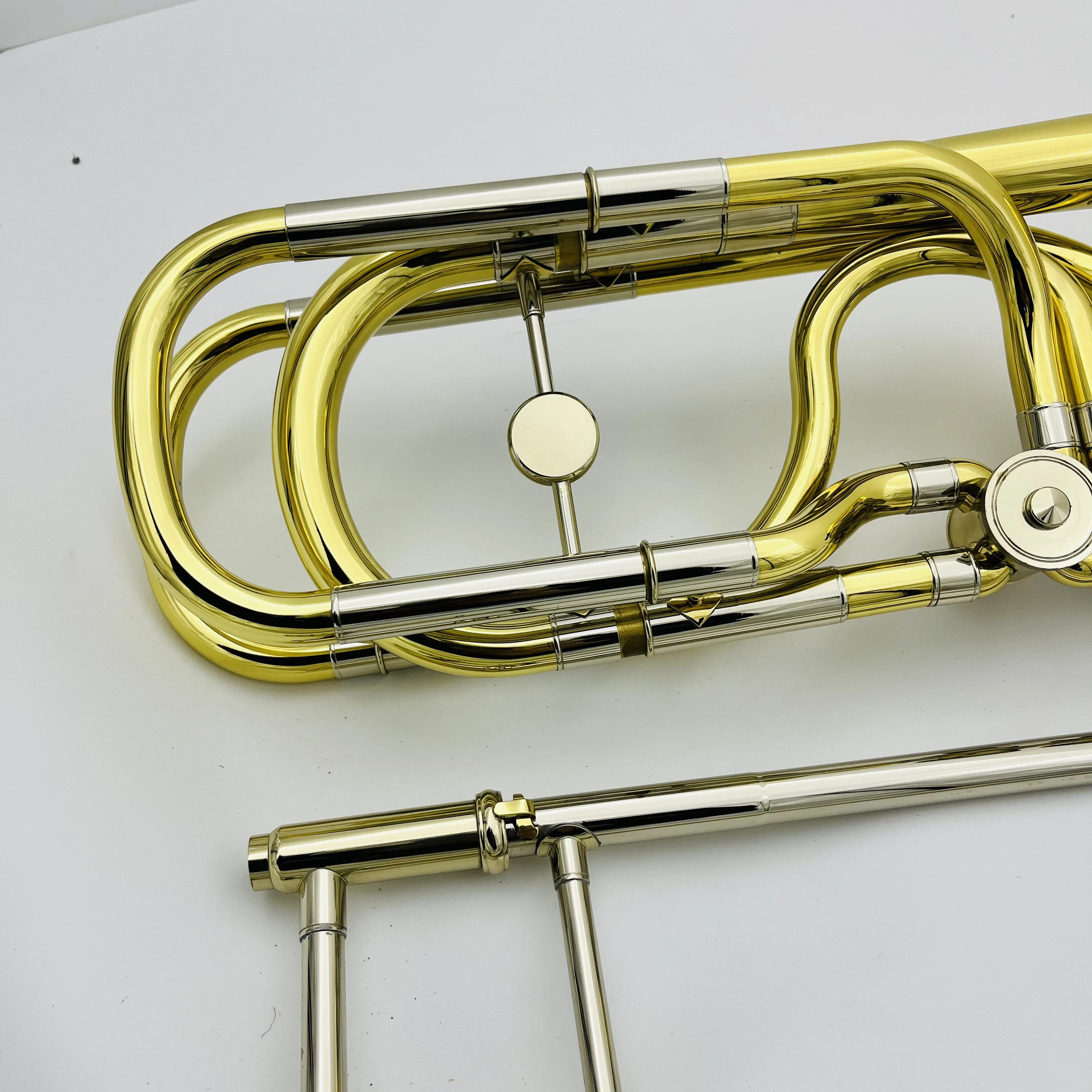 High Quality Trombone Bb/f Brass Plated Double Piston Real Pictures With Case Accessories
