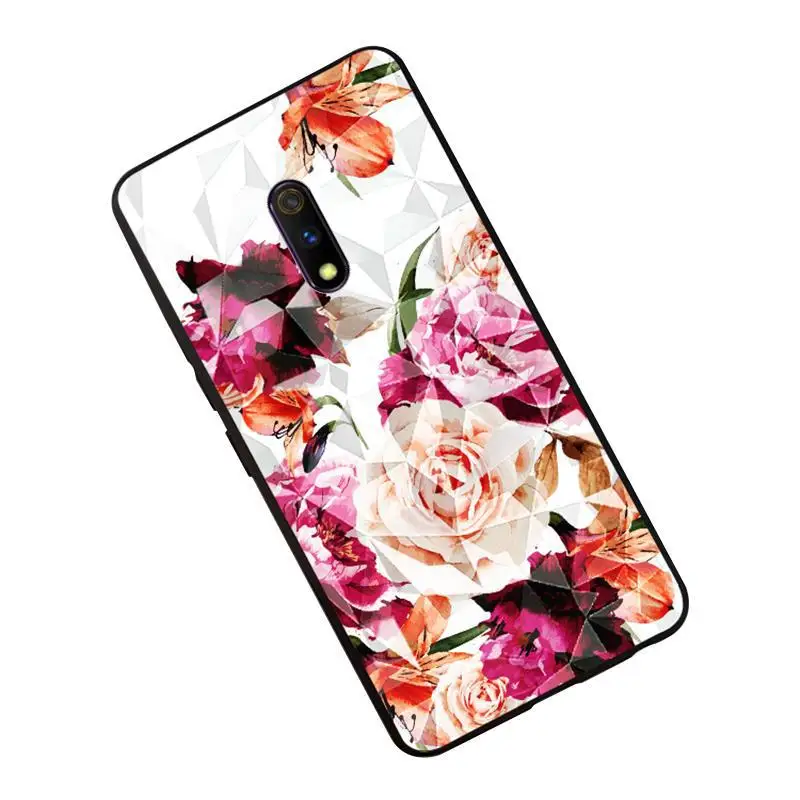 Hot Selling OPPO K3 Rhombus Diamond Pattern Phone Case Realme X Coloured Drawing Shatter-resistant Case Glass Shell Creative