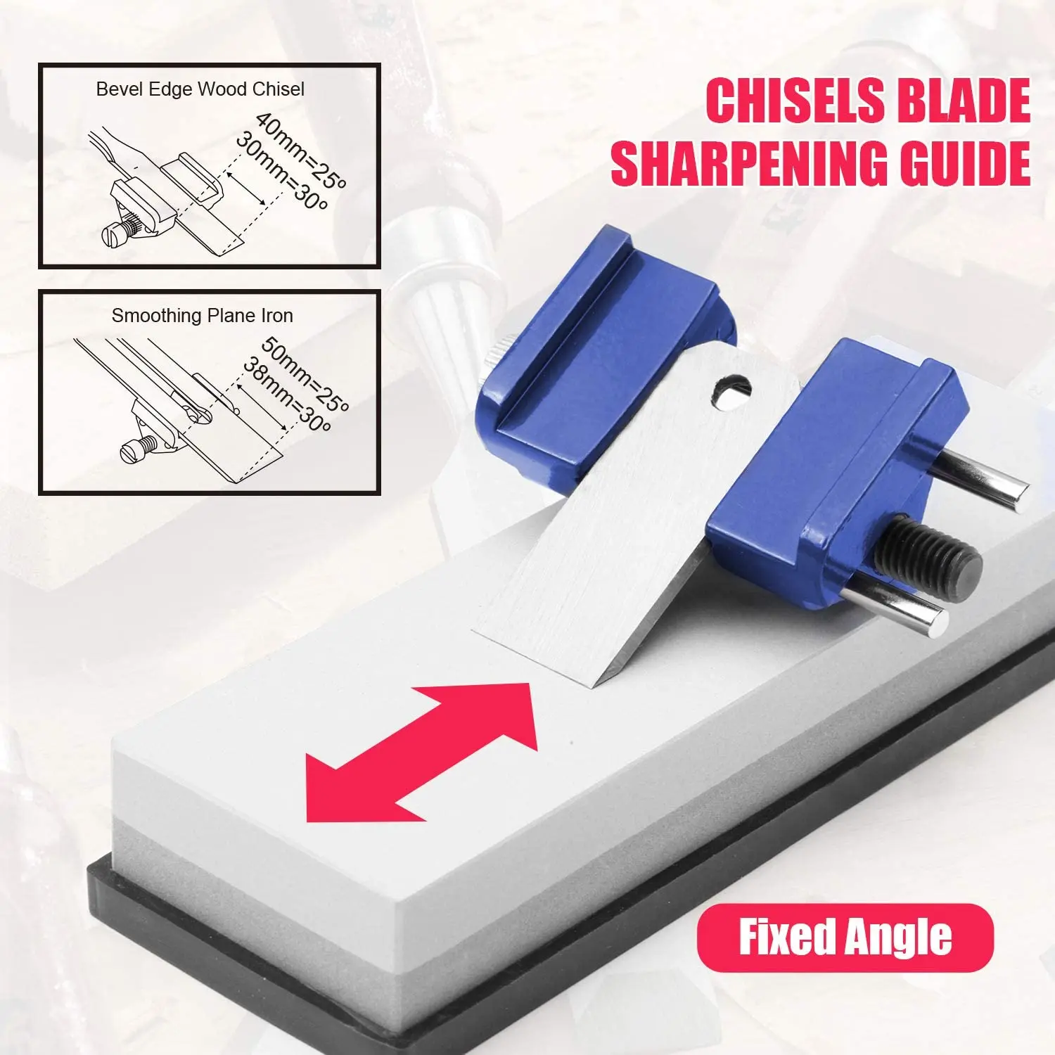 EZARC Chisel sharpener Side Clamping Fixed Angle Honing Guide,Planer Blade,for Wood Chisel Flat
