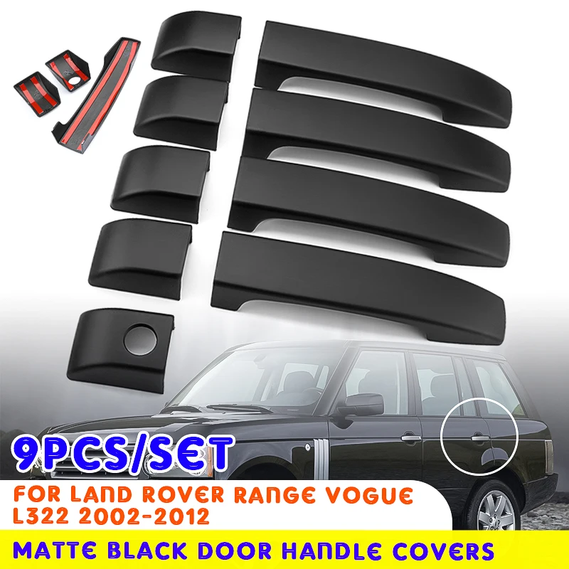 9 шт Матовый Черный дверные ручки крышки Накладка для Land Rover Range Rover L322 2002 2003 2004 2005 2006 2007 2008 2009 2010 2011 2012 - Цвет: 9pcs matt black