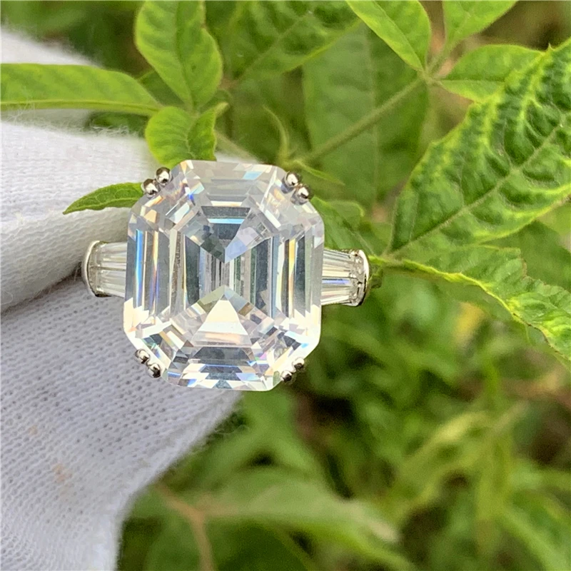 Массивное кольцо для обещаний, различные режущие кольца AAAAA cz 925 пробы, серебряные обручальные кольца для мужчин и женщин, ювелирные изделия - Main Stone Color: Emerald Cut