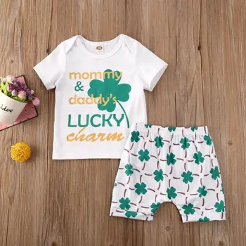 Newborn Kids Baby Boy Cloth Cute Tops Letter Print T-shirt Short Pants 2Pcs Toddler Outfit Set Clothes 0-2Years