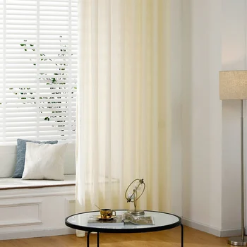

European Tulle Curtains For Living Room Semi Sheer Voile Light Filtering Window Curtain Durable Light-Transmitting Curtain N