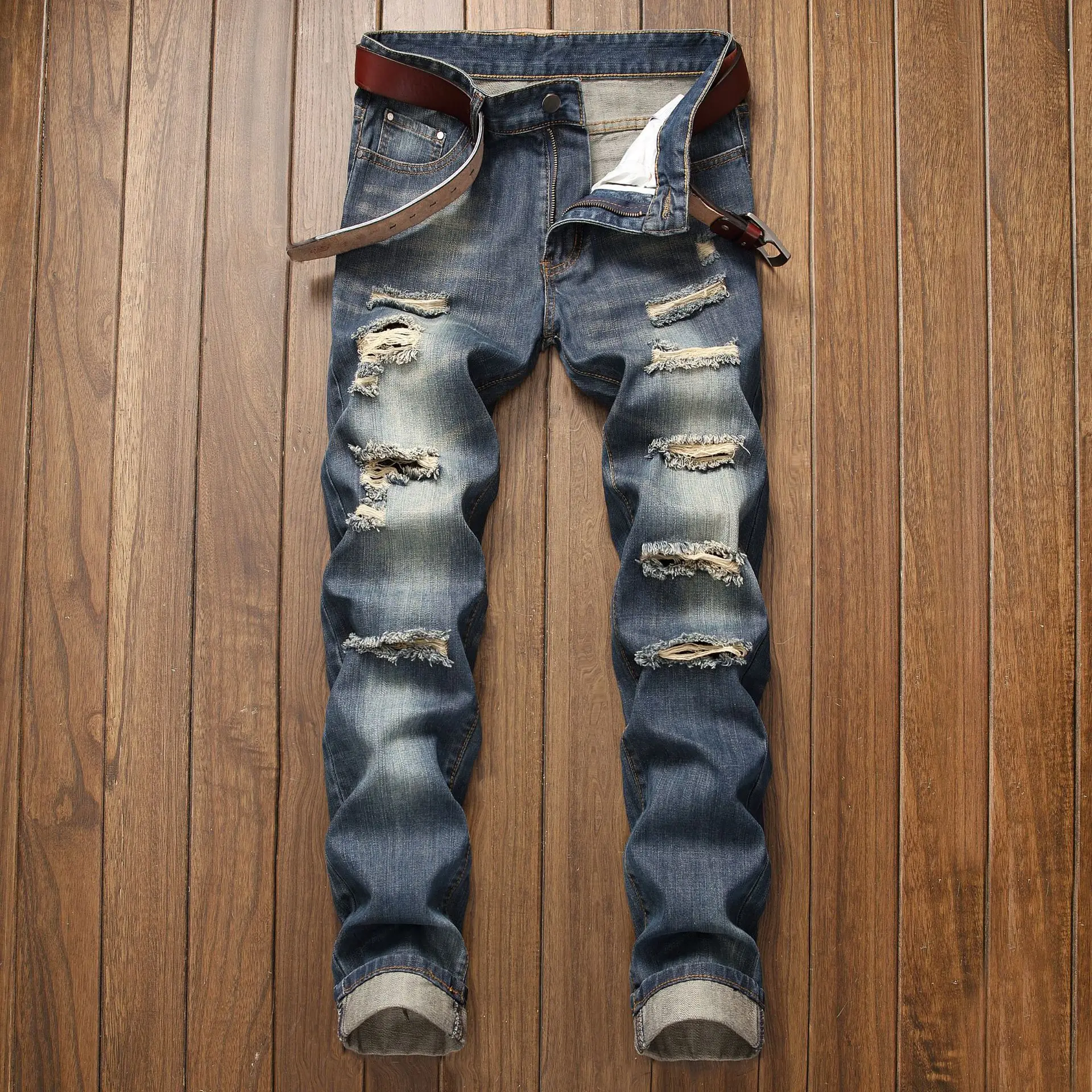 Male Slim Fit Cotton Denim Trousers 