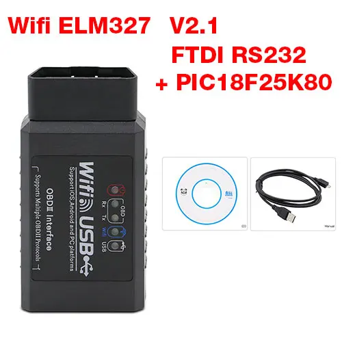 wifi elm327 Pic18f25k80 для Ford ELM 327 USB FTDI чип с переключателем для Forscan HS CAN/MS CAN автомобильный диагностический инструмент и ELM327 BT и wifi и USB - Цвет: wifi elm327