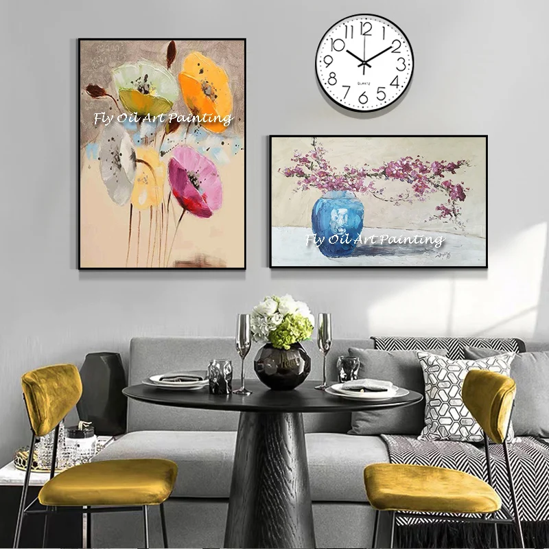Pittura A Olio Astratta Fatta A Mano Su Tela Immagine Minimalismo Papavero Pittura A Olio Per Soggiorno Regalo Decorazioni Per La Casa