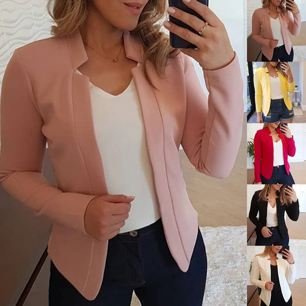 Fall Fashion Women Solid Color Long Sleeve Stand Collar Slims Fit Blazer Coat Women's Clothing Blazers Fashion Long Sleeve Suits plus size pant suits for special occasions