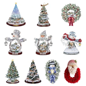 

Christmas Crystal Tree Rotating Train Decal Removable Window Paste Wall Sticker AXYD