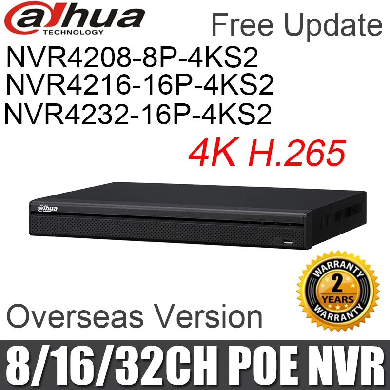 

Dahua 8mp 4K h.265 8ch 16ch NVR Network Video Recorder NVR4208-8P-4KS2 NVR4216-16P-4KS2 NVR4232-16P-4KS2 replace NVR4108-8P-4KS2