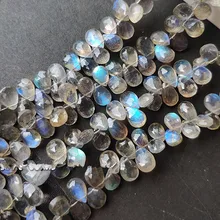 AA свободные бусины Лабрадорит Груша Граненый 6-8 мм синий Радуга 20 см для DIY ювелирных изделий FPPJ бусины природа