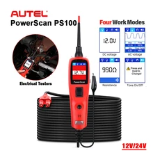 Autel PowerScan PS100 Xe Mạch Điện BÚT THỬ 4 Chế Độ Làm Việc 12V/24V Ô Tô Hệ Thống Chẩn Đoán AVOmeter Thử Nghiệm dụng Cụ PS100