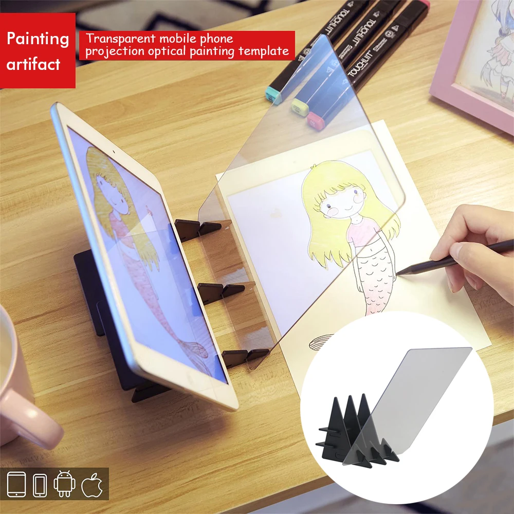 

Painting Mirror Magnetic Drawing Projector Children Painting Mirror LED Light Drawing Board Optical Drawing Board For Kids