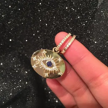 

New Creative eye eyelashes metal wind earrings asymmetrical micro-zircon lucky eye earrings star