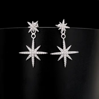 

Luxury Famous Brand Fashion Hexagonal Star Long Tassels Rhinestone Drop Earrings Dangle Earrings For Women Party Gift