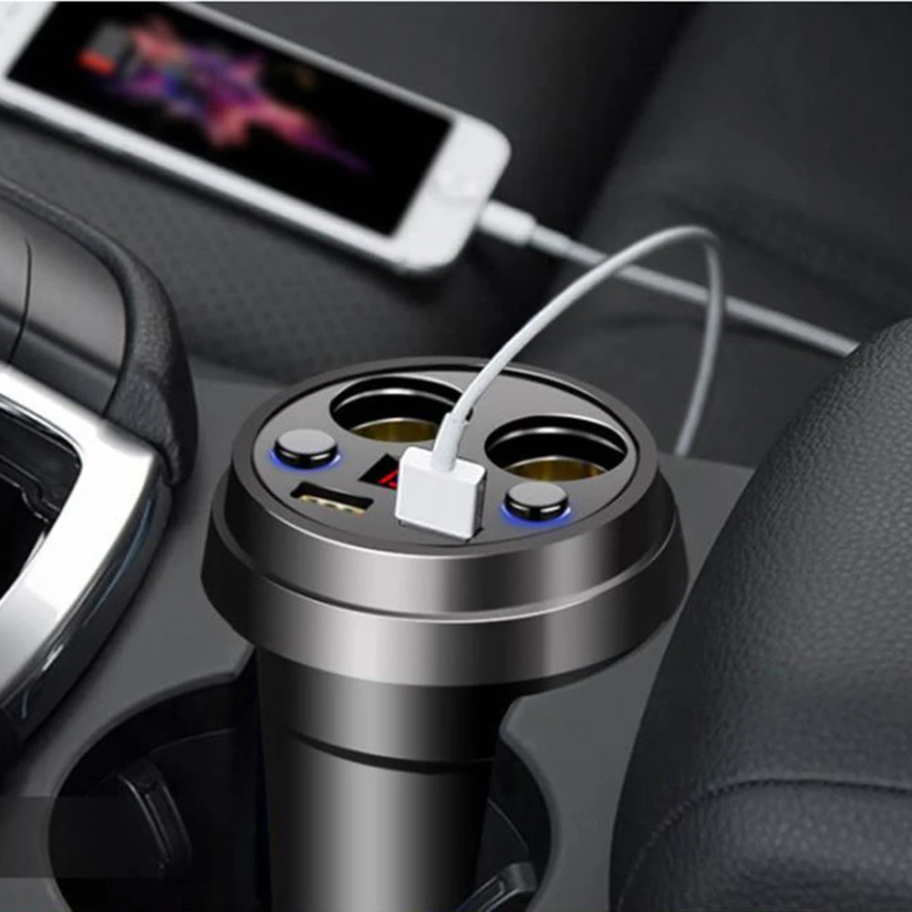 Автомобильное зарядное устройство 2 USB DC/5 V 3.1A чашка разъём адаптера питания прикуривателя Разветвитель мобильного телефона зарядное устройство s с светодиодный дисплей напряжения