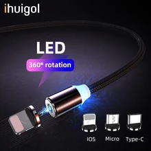 Магнитный usb-кабель для быстрой зарядки ihuigol, Micro USB type-C, кабели для iPhone 11 Pro Max XS X, samsung, Xiaomi, магнитное зарядное устройство для телефона