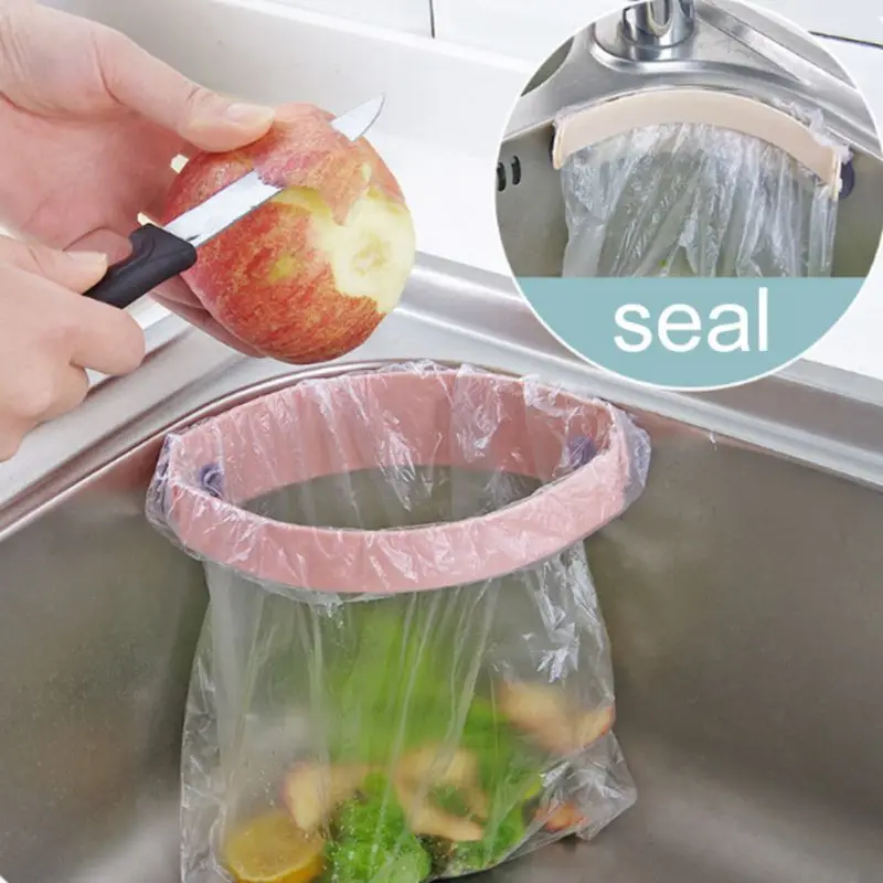 

Garbage Collection Kitchen Sink Trash Rack Strong Sucker Garbage Bag Holder Sink Clip-on Storage Rack Kitchen Accessories
