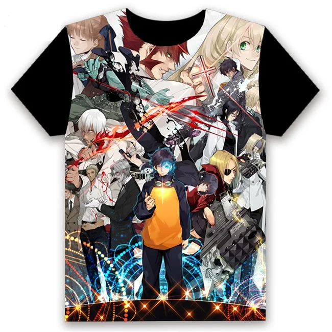 Hot Anime T-shirt:Kekkai Sensen Leonardo Watch Chain Sumeragi Cosplay Short Sleeve Unisex Casual Black Tee Summer Funny Shirt - Цвет: 1