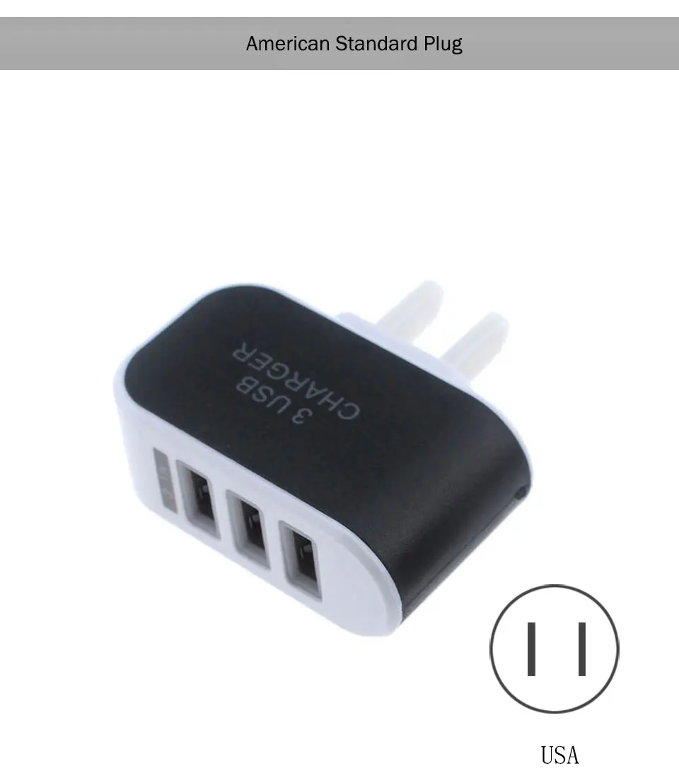 5V 3.1A 3USB порт для дома и путешествий AC настенное зарядное устройство адаптер USB черный розовый синий зарядное устройство для ЕС США мобильный телефон планшет