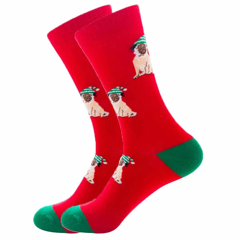 1 пара мужских носков, мягкие забавные длинные рождественские носки из чесаного хлопка для мужчин и женщин, модные осенние хлопковые носки с рисунком