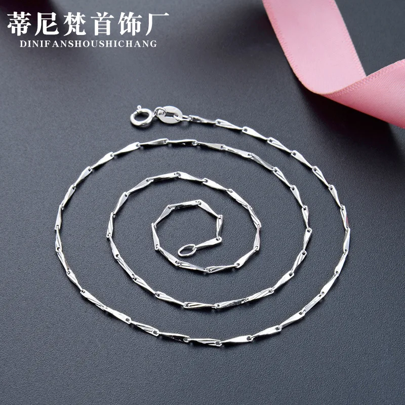 

Korean-style Fashion Jewelry Accessories S925 Fine Silver Simple Art Pattern Melon Seeds Chain Necklace Choker Necklace