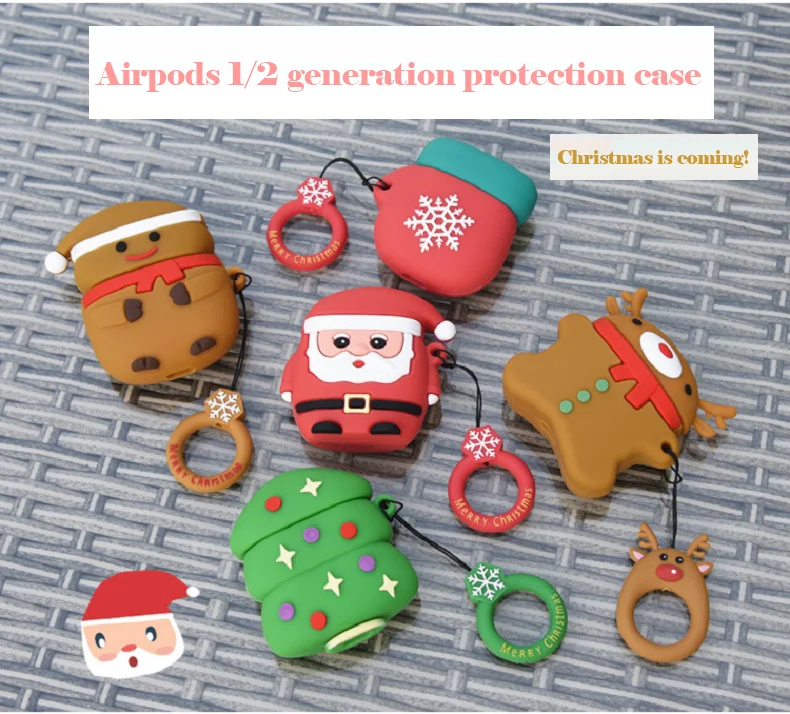 Рождественский чехол для наушников для AirPods 1 2, чехол для гарнитуры с Санта Клаусом, силиконовый защитный чехол, милые наушники/наушники