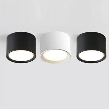 북유럽 현대 표면 탑재 downlight LED 천장 조명 스포트 라이트 3 빛 색상 변환 LED 통 실내 조명