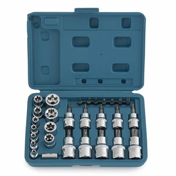 

FGHGF 30Pcs Security Star Torx Socket Bit Set Tamper Proof Ratchet Screwdriver Set 1/4" 3/8" 1/2" Chrome Vanadium Steel