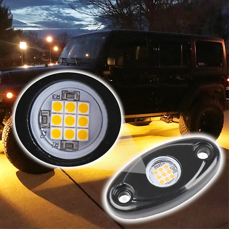 4Pcs 9W Led Rock Light Per Jeep Wrangler Off-Road Under Wheel Light Bar Boat Moto Flood Beam Led Light 12V 24V