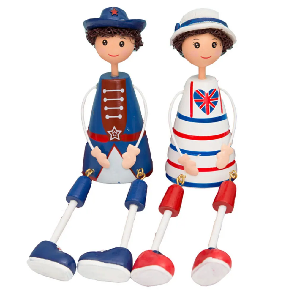 

2 Pcs Cute 310 Mini Wooden Hand Painted Resin Craft Hanging Foot Dolls Miniature Gift Home Decorations Figurines Miniature