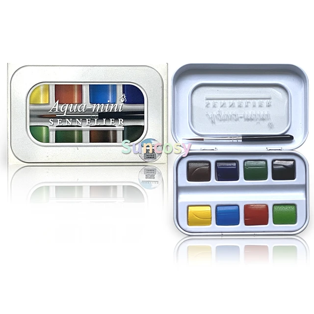 Sennelier French Artists' Watercolor - Aqua Mini, Set of 8 colors, half  pans