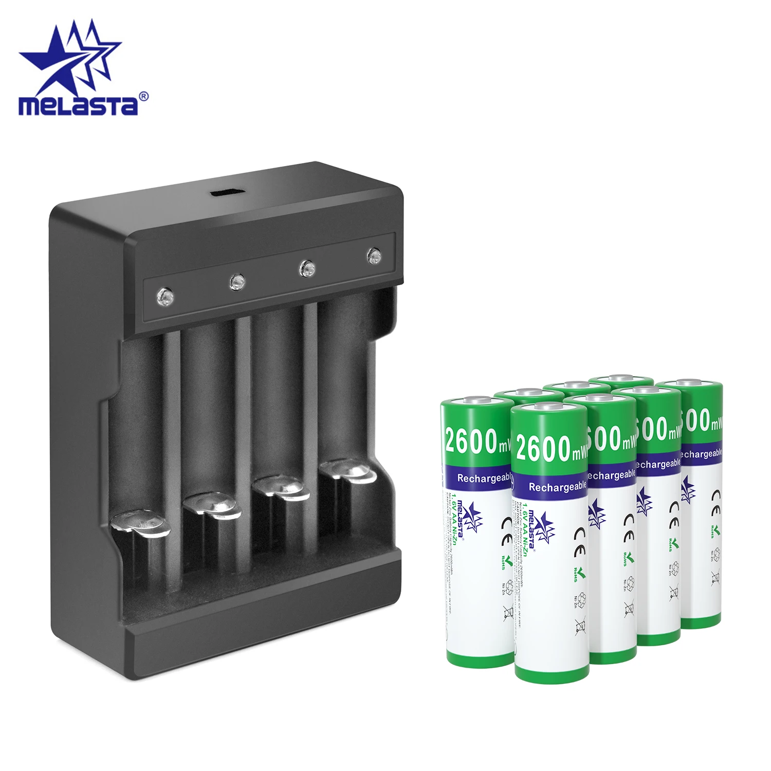Аккумуляторная батарея AA 1 65 в 2600mWh NIZN с USB зарядным устройством 2 а Ni Zn